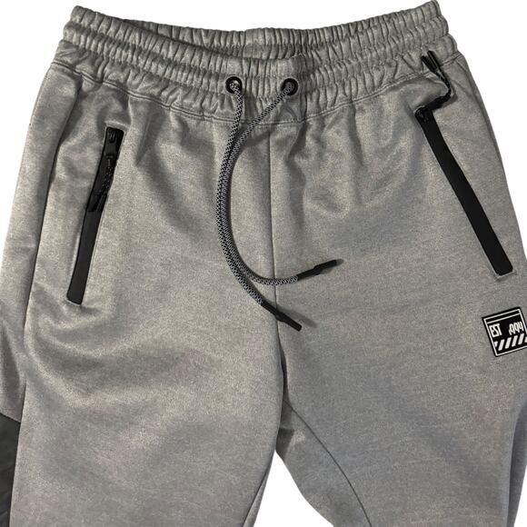 Encrypted Silver Gray Sweatpants Medium Tech Edge Zippered Pockets Urban Comfort - Picture 4 of 7